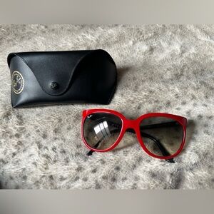 Ray-Ban Women's Red Cat Eye Sunglasses with Gradient Lenses